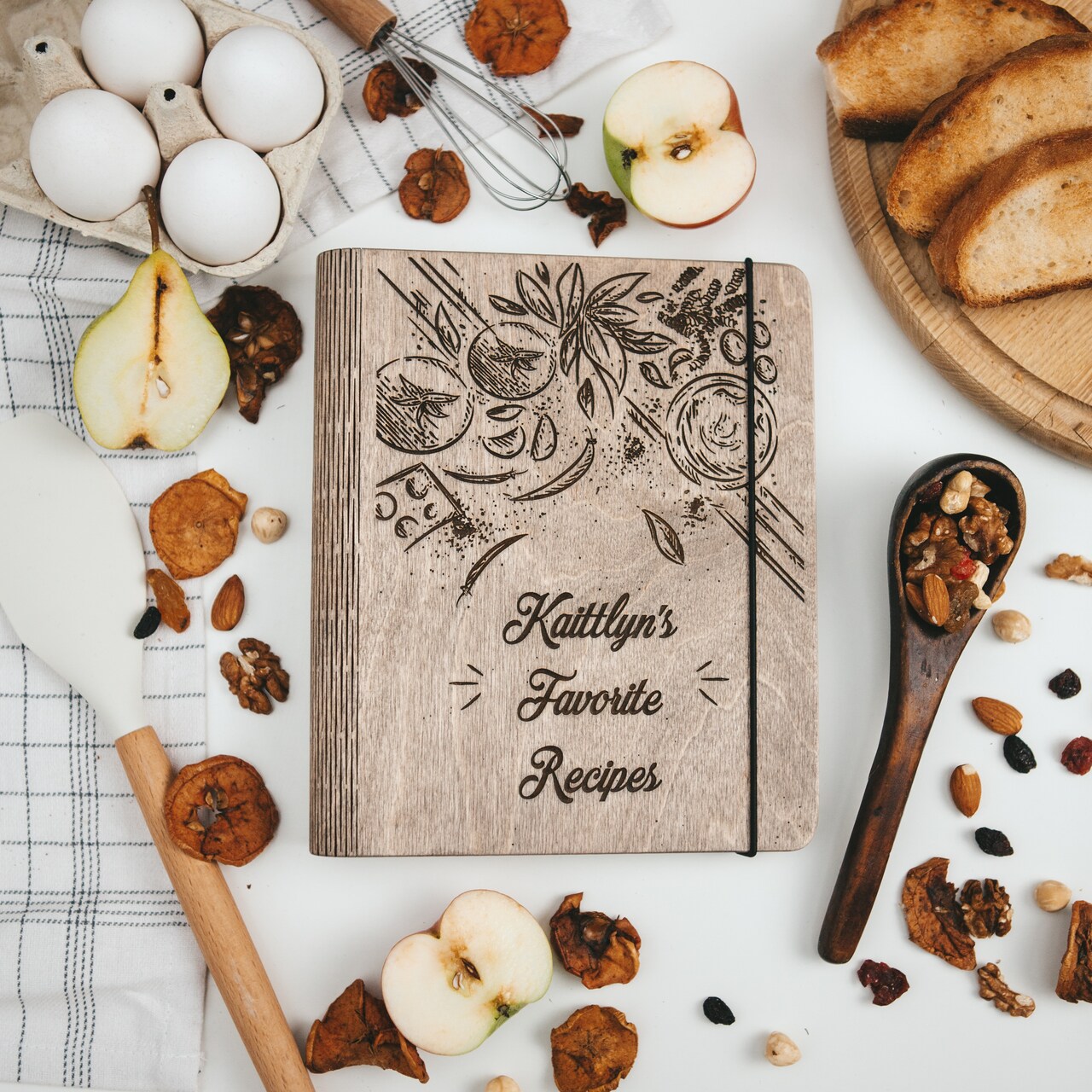 Recipe Book, Wood Cookbook, Personalized Gift for Mom, Cook Gifts by Enjoy The Wood